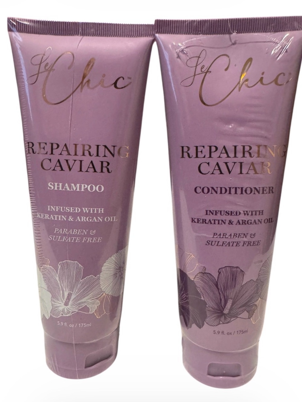 chic Repairing Caviar Shampoo & Conditioner Set - Lavender Pink Tubes